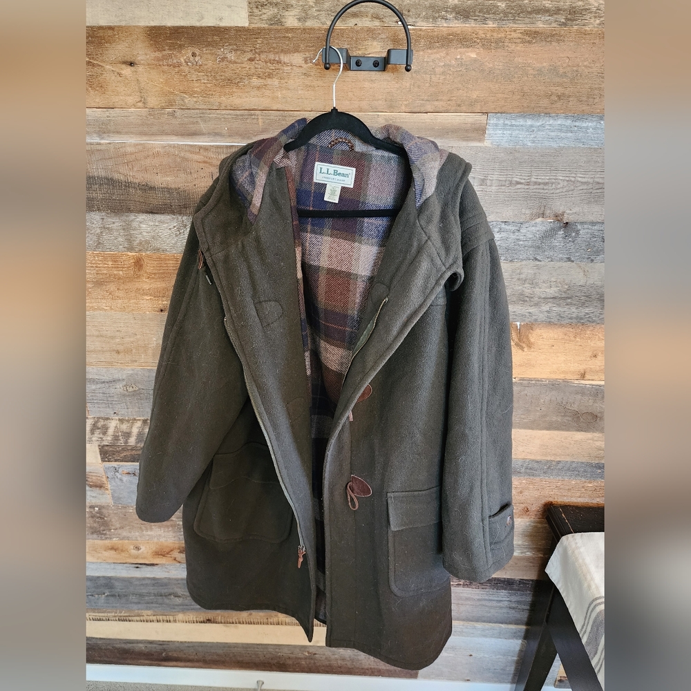 L.L. Bean Wool Duffle Coat | XX-Large Tall | Made in USA | Plaid Lining |